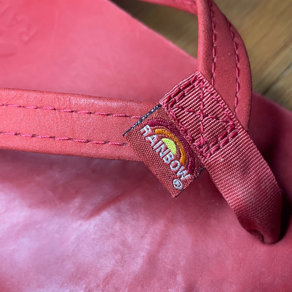 Vintage Rainbow Womens Single Layer Sandals in Red Leather Size M - Picture 3 of 10